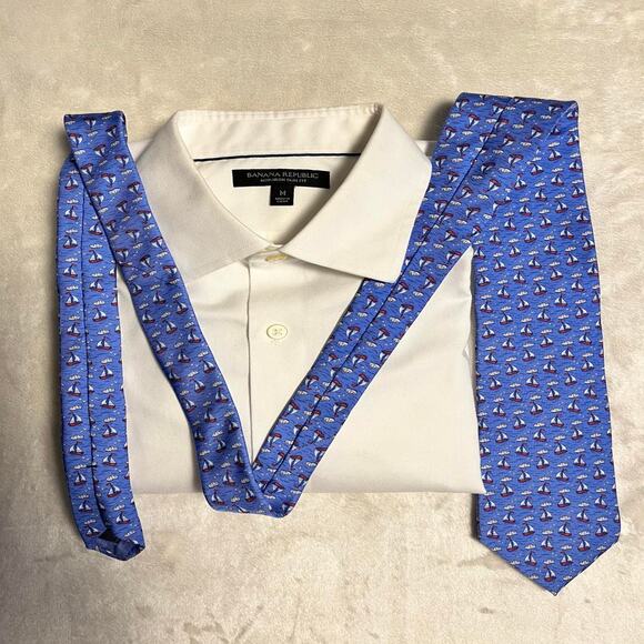 Brooks Brothers Country Club Silk Tie Sailboats Coastal Nautical July 4th Summer - Picture 3 of 6